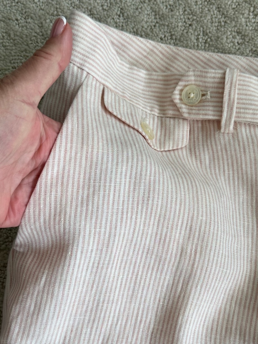 Lauren Ralph Lauren Striped Straight Leg Linen Trousers 14P Lightweight Preppy - Picture 4 of 14